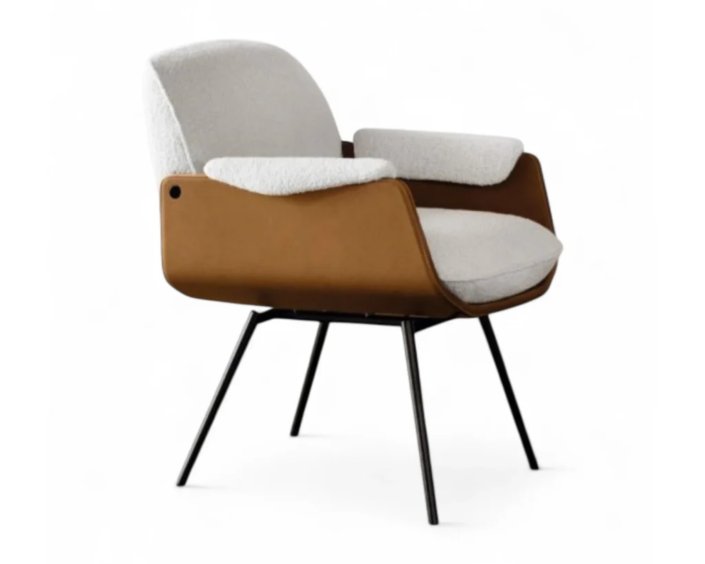 כיסא מעוצב עם ידיות מרופדות