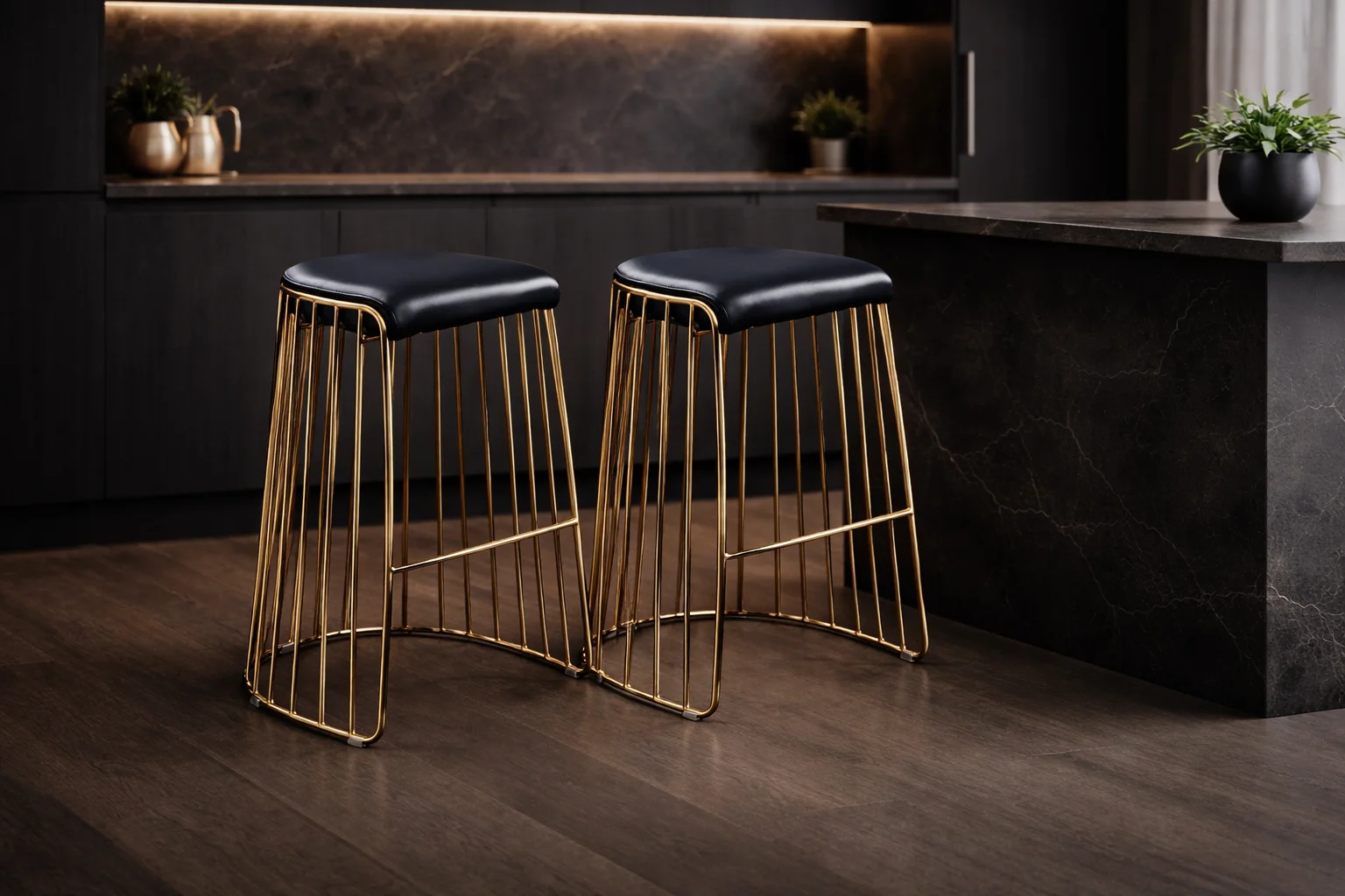 כיסאות בר לבית ליד אי במטבח בעיצוב מודרני