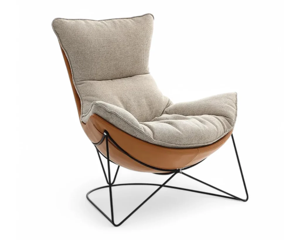 כורסא מעוצבת בד ודמוי עור