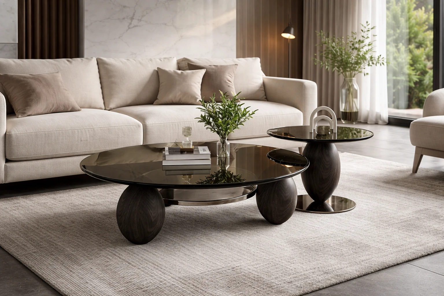 סט שולחנות סלון מודרני בעיצוב יוקרתי