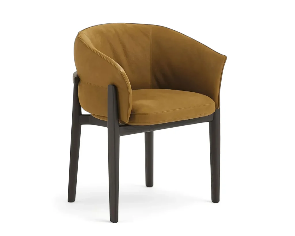 כיסא אוכל מעוצב עם רגלי עץ