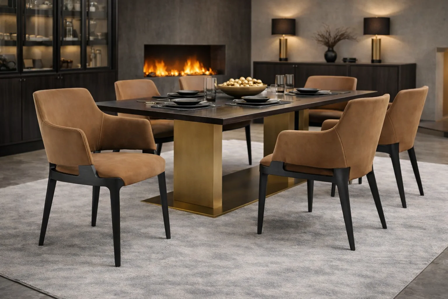 כיסאות סביב שולחן אוכל בעיצוב מודרני