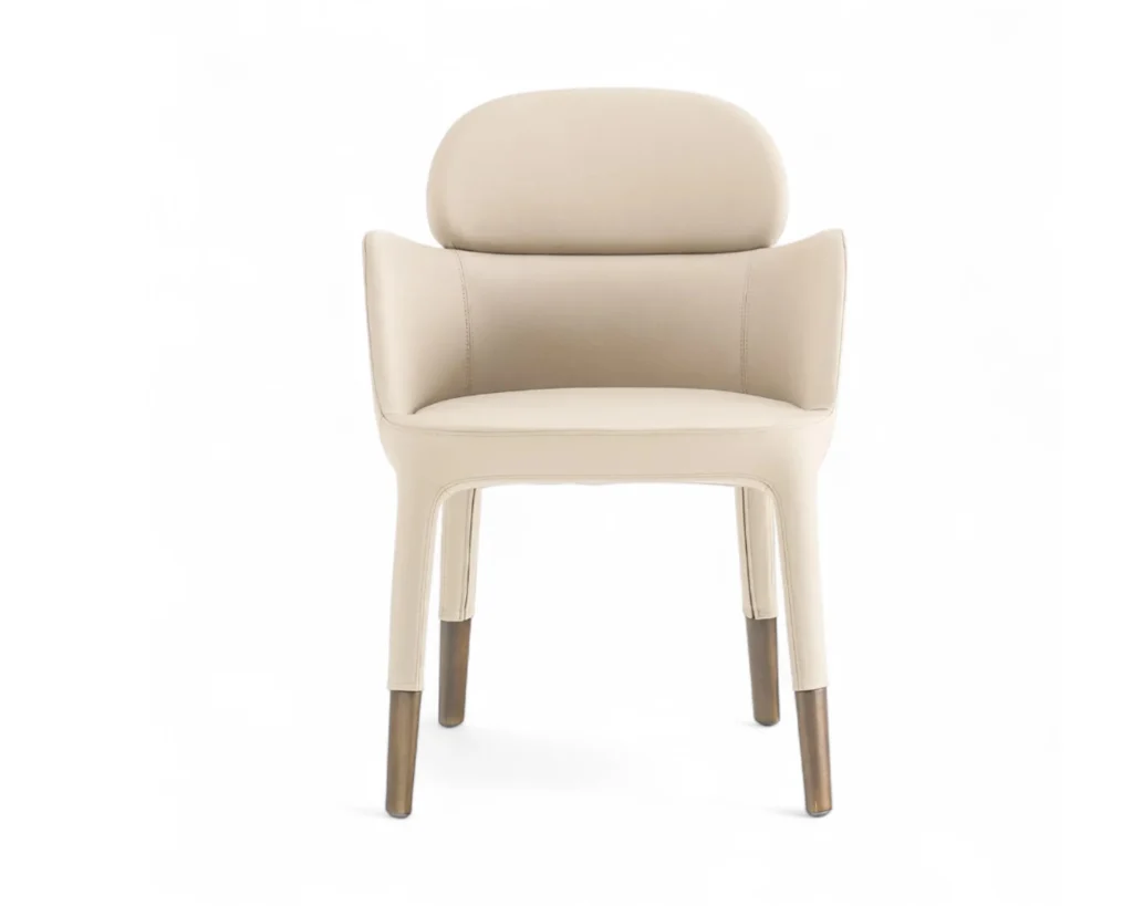 כיסא אוכל דמוי עור יוקרתי עם רגלי טיטניום