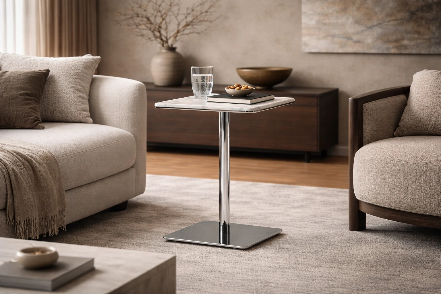 שולחן צד מרובע בעיצוב מודרני לסלון