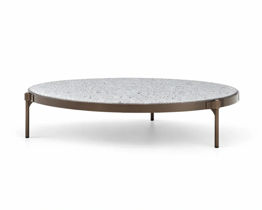 שולחן חוץ עגול בעיצוב מינימליסטי