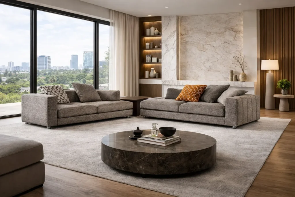 ספה פינתית מעוצבת לסלון מודרני