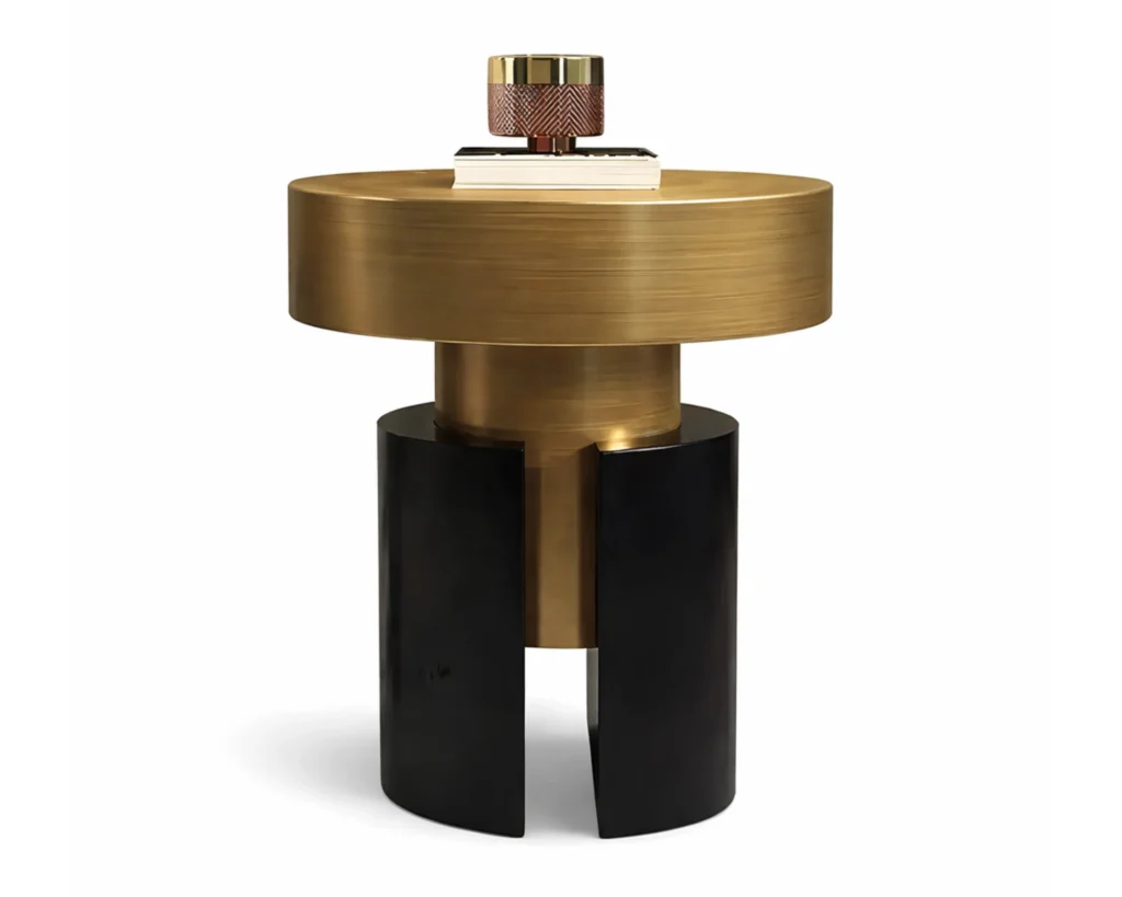 שולחן צד יוקרתי מפלדה ונירוסטה מבריק