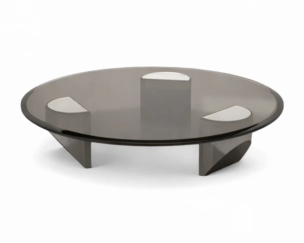 שולחן זכוכית עגול יוקרתי