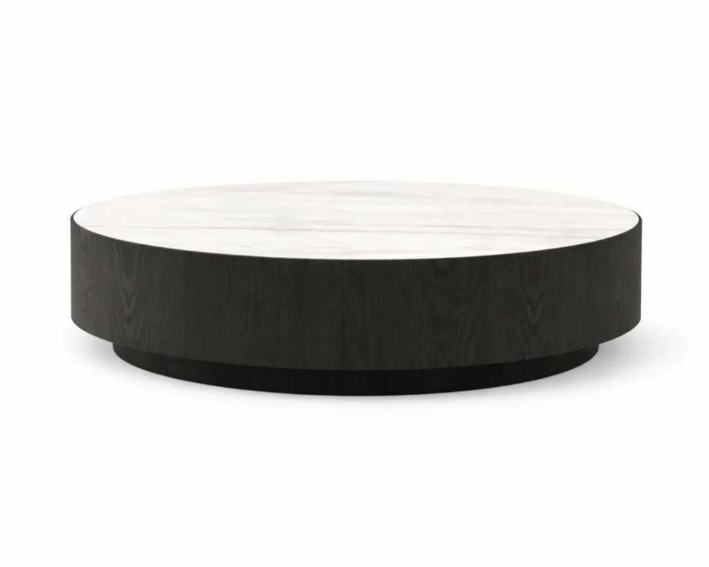 שולחן סלון עץ מודרני עם משטח אבן