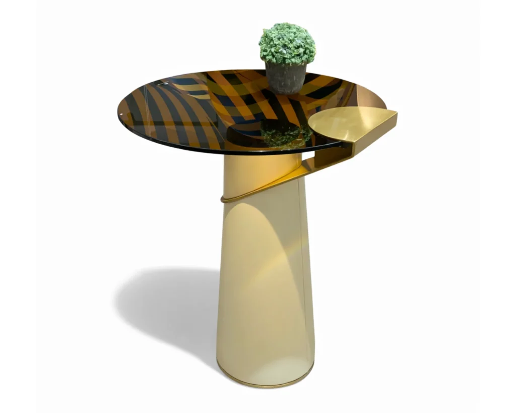 שולחן צד יוקרתי מזכוכית חומה