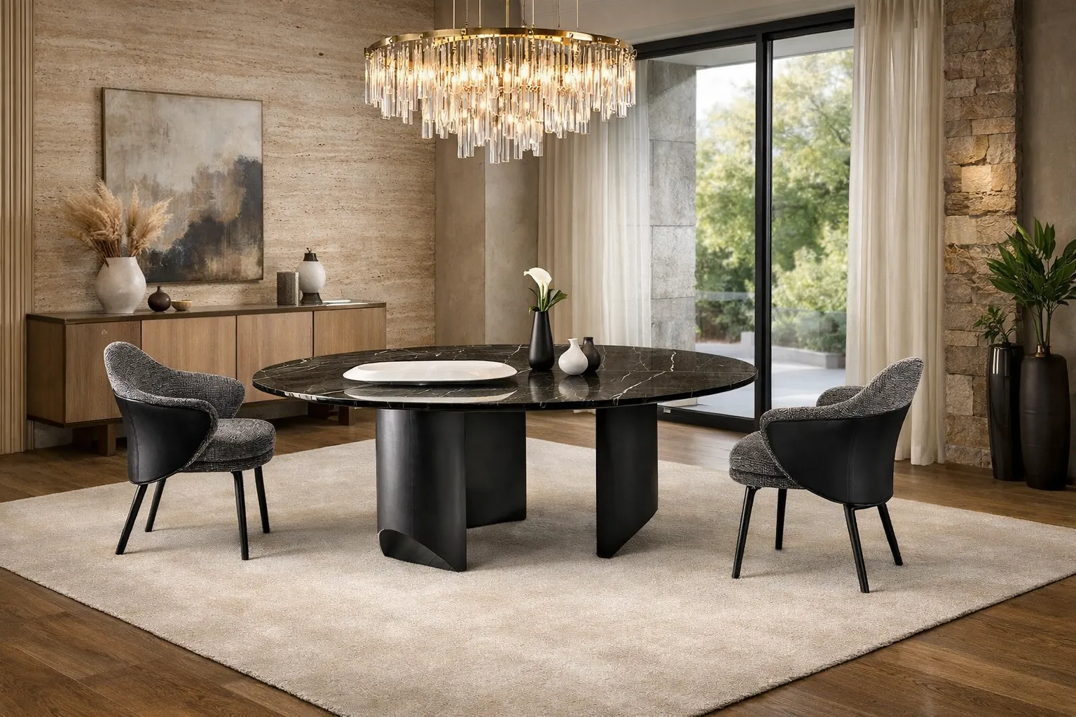 פינות אוכל יוקרתיות בבית מודרני עם שולחן אוכל מעוצב