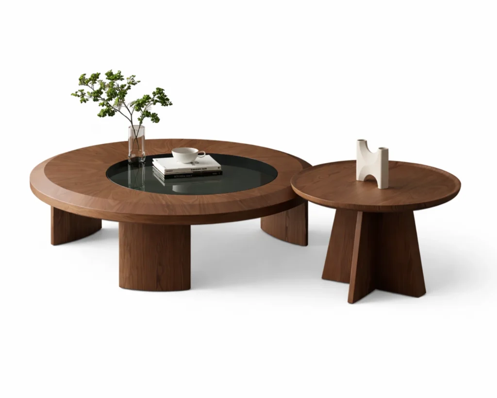 שולחן עץ מודרני בעיצוב עגול