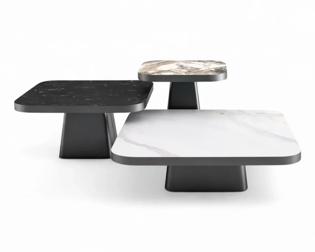 שלישיית שולחנות סלון יוקרתיים בעיצוב ייחודי