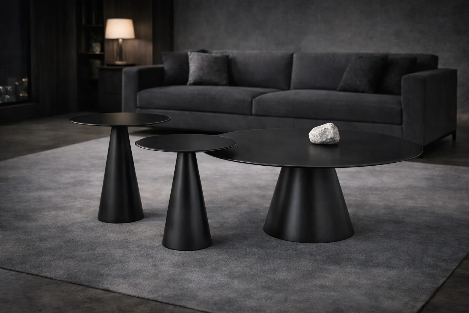 שולחן סלון עגול מודרני המתאים לספה פינתית