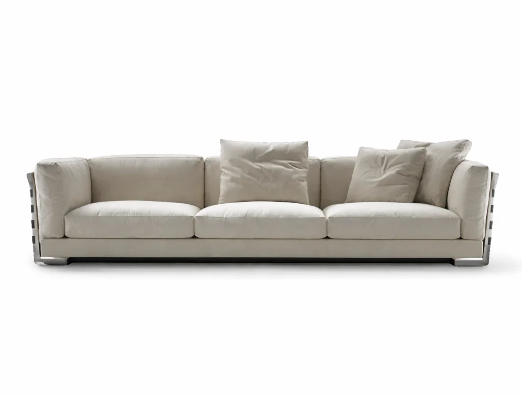 ספה בד איכותית עם עור אוכף יוקרתי