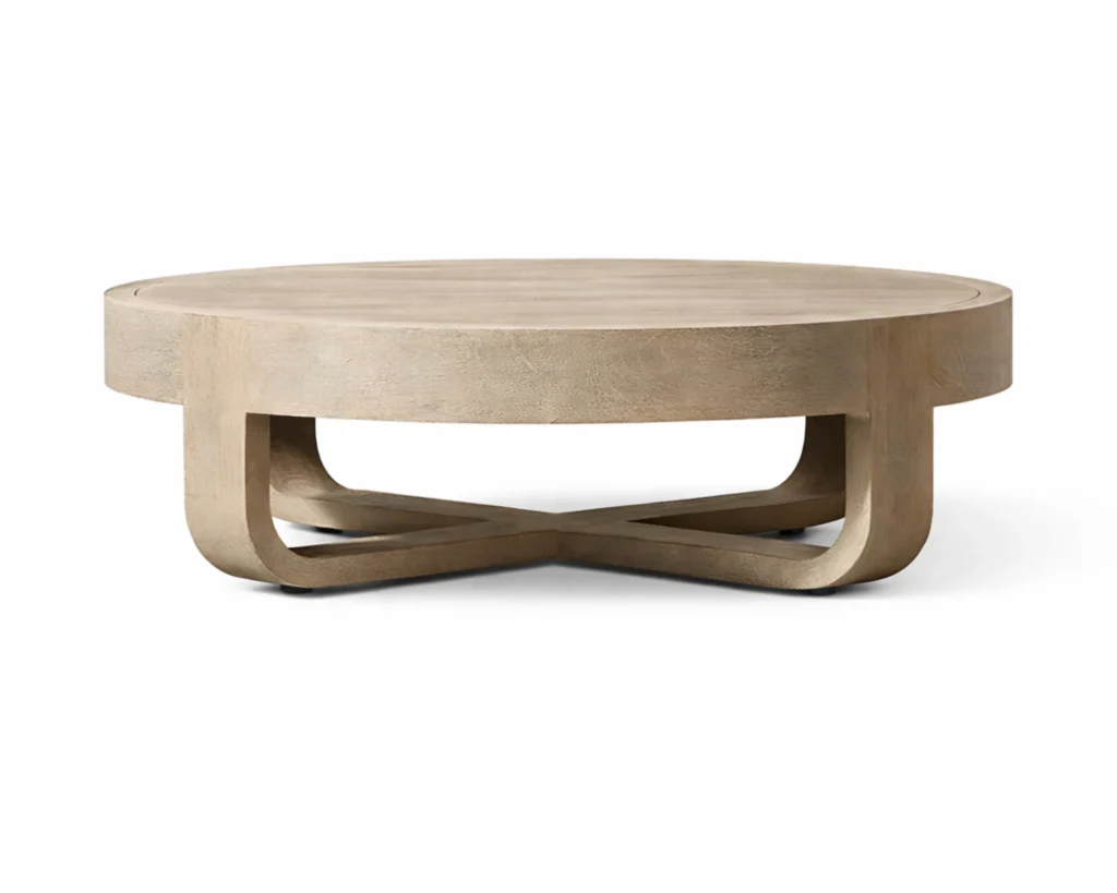 שולחן חוץ עגול במראה עץ