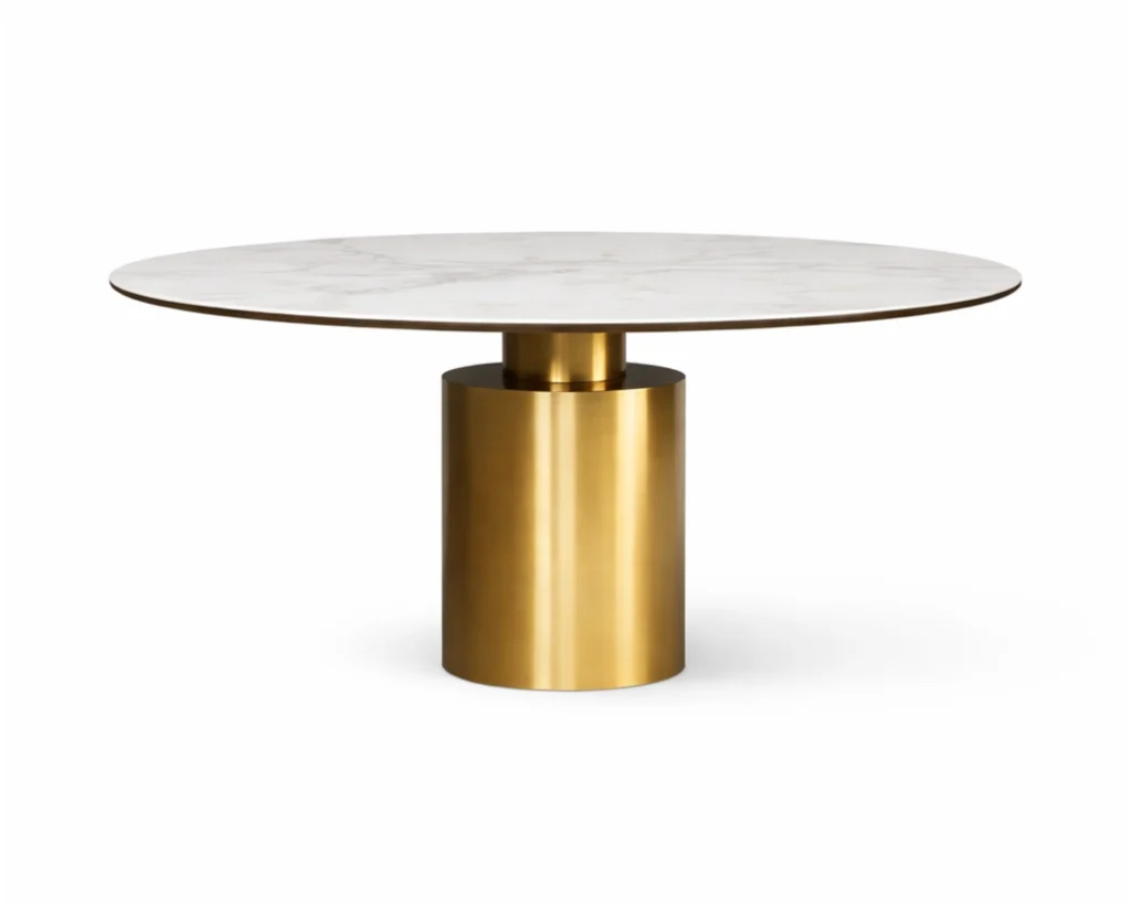 שולחן משולב זהב ושיש בעיצוב יוקרתי ומודרני