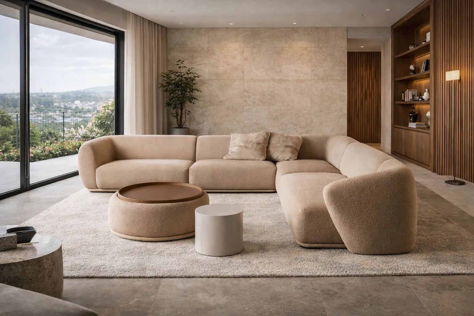 ספה פינתית בסלון מודרני בעיצוב מוקפד