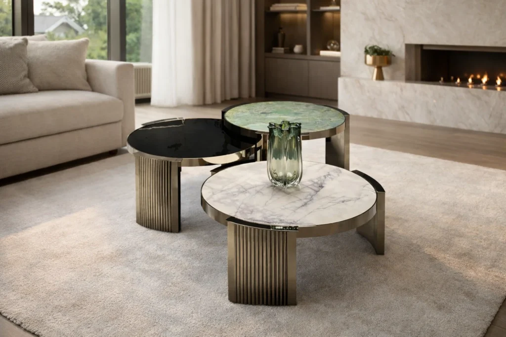 שולחן סלון עגול בעיצוב מודרני בסלון