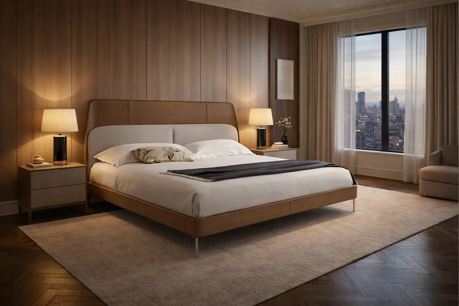 מיטות עור יוקרתיות לחדר שינה בעיצוב מודרני ואלגנטי