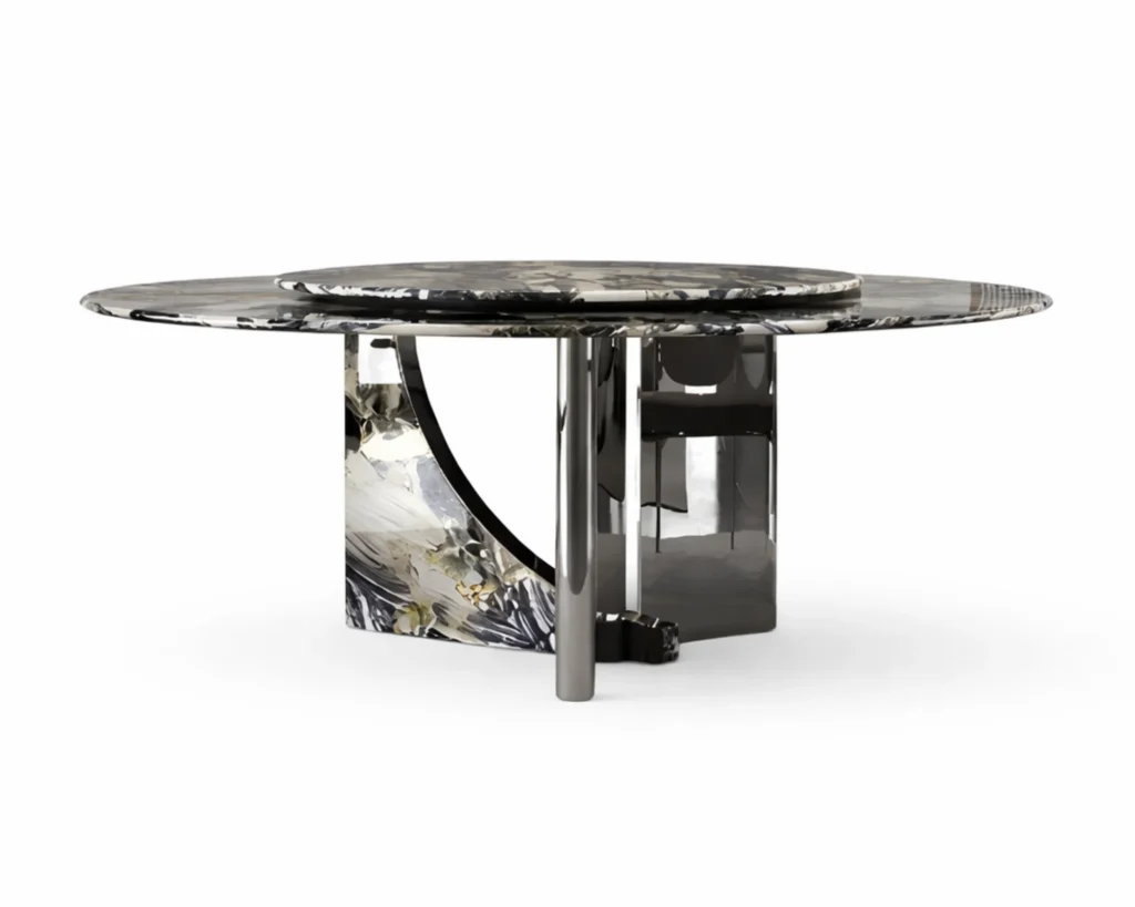 שולחן שיש עגול במראה יוקרתי