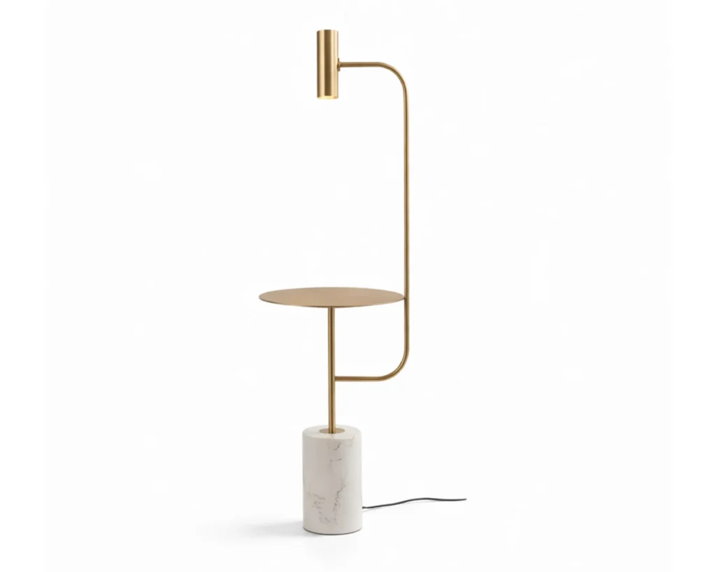 שולחן צד עם מנורה מעוצבת