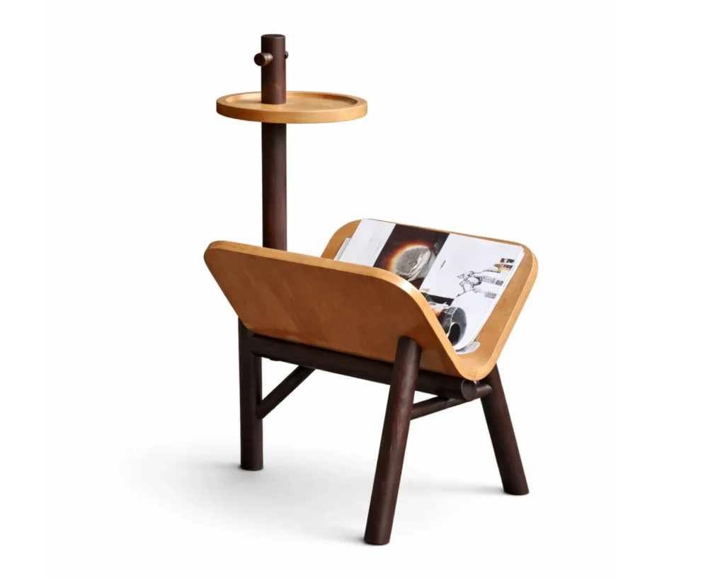 שולחן צד יוקרתי מעץ מלא עם משטח דיקט