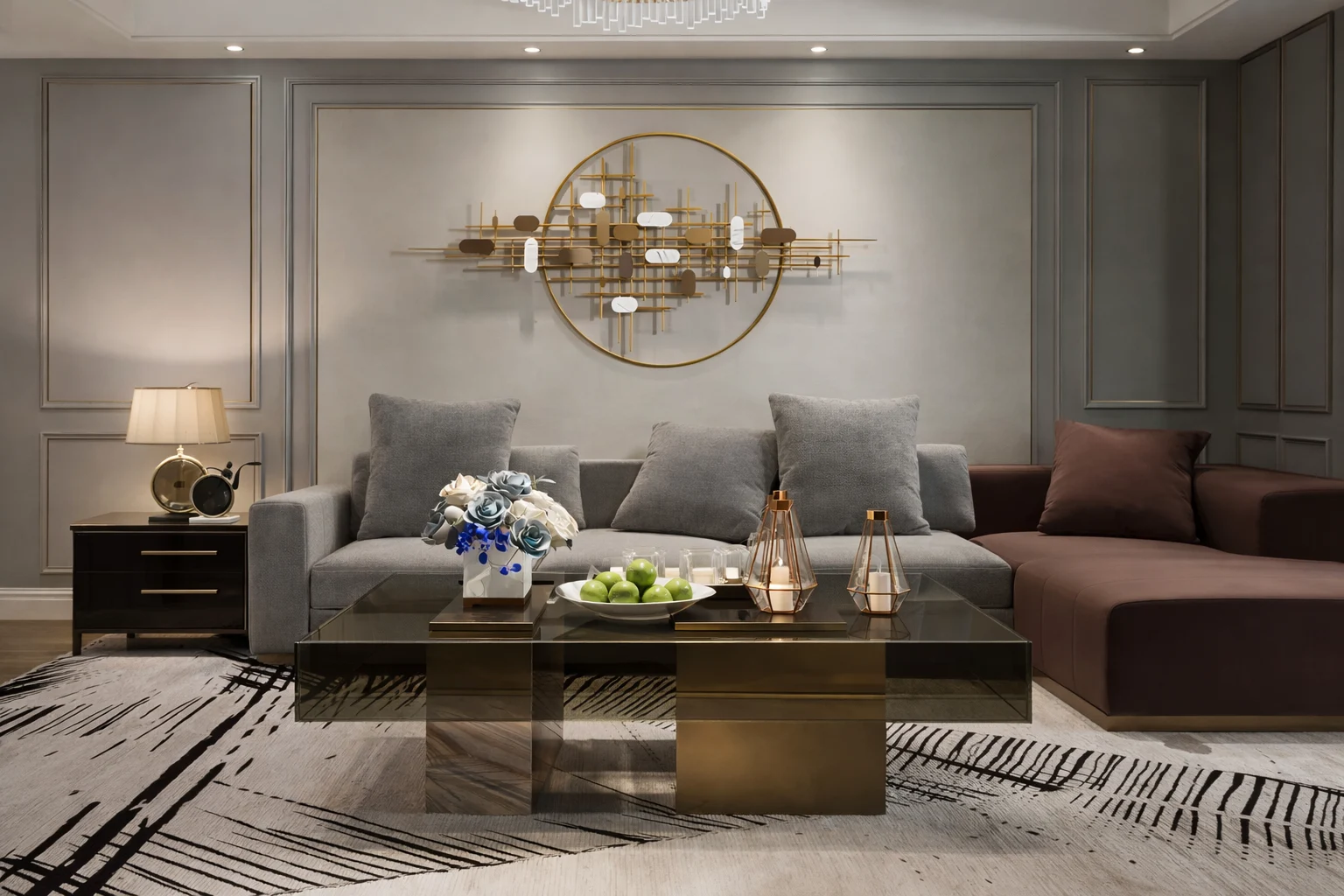 שולחן עם משטח זכוכית בעיצוב מודרני