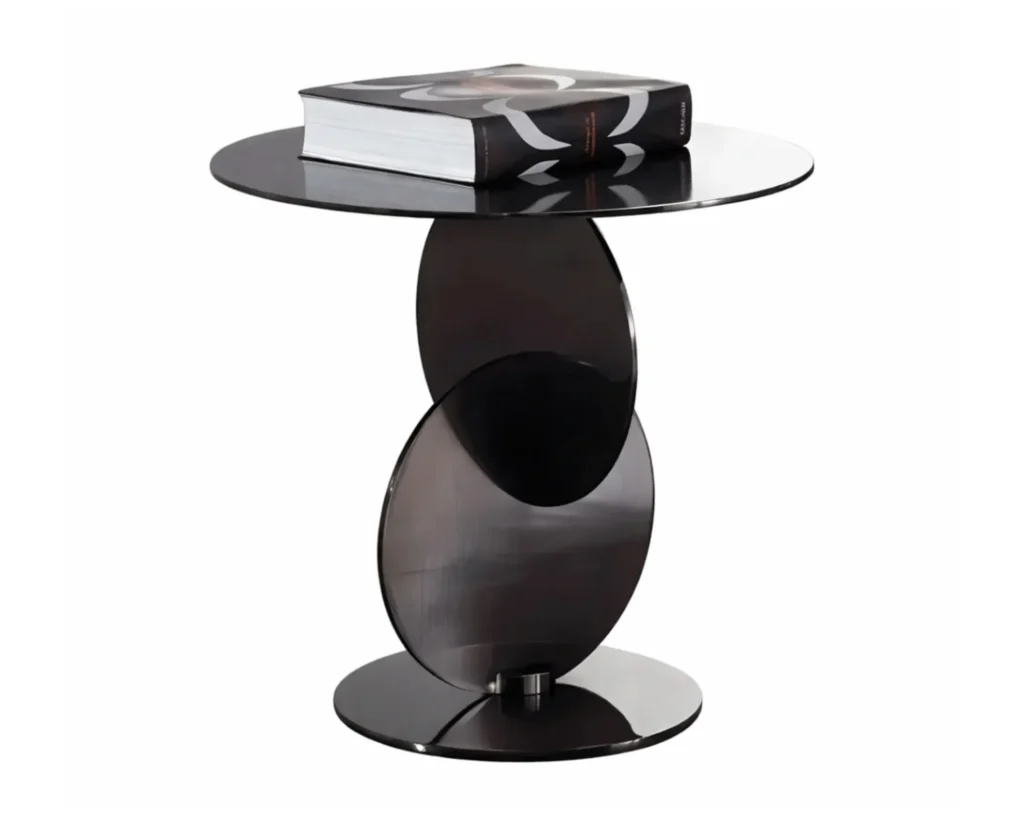 שולחן צד מנירוסטה מוברשת שחור אפור טיטניום