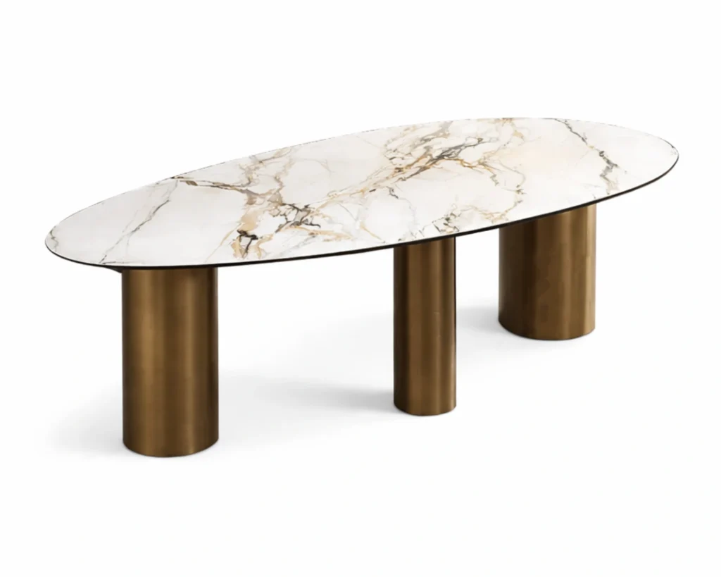 שולחן אוכל מעוצב משיש זהב