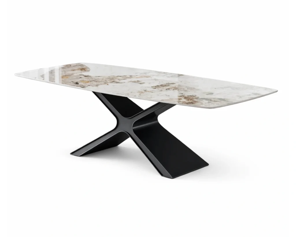 שולחן אוכל מעוצב עם משטח שיש פורצלן יוקרתי