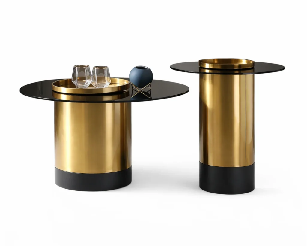 זוג שולחנות סלון מעוצבים ונוצצים