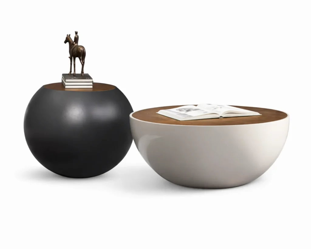 זוג שולחנות סלון עגולים מעוצבים בעיצוב מודרני