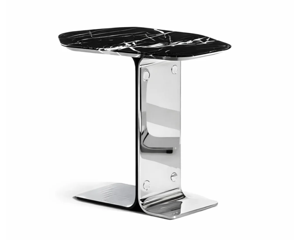 שולחן צד משיש עם בסיס נירוסטה