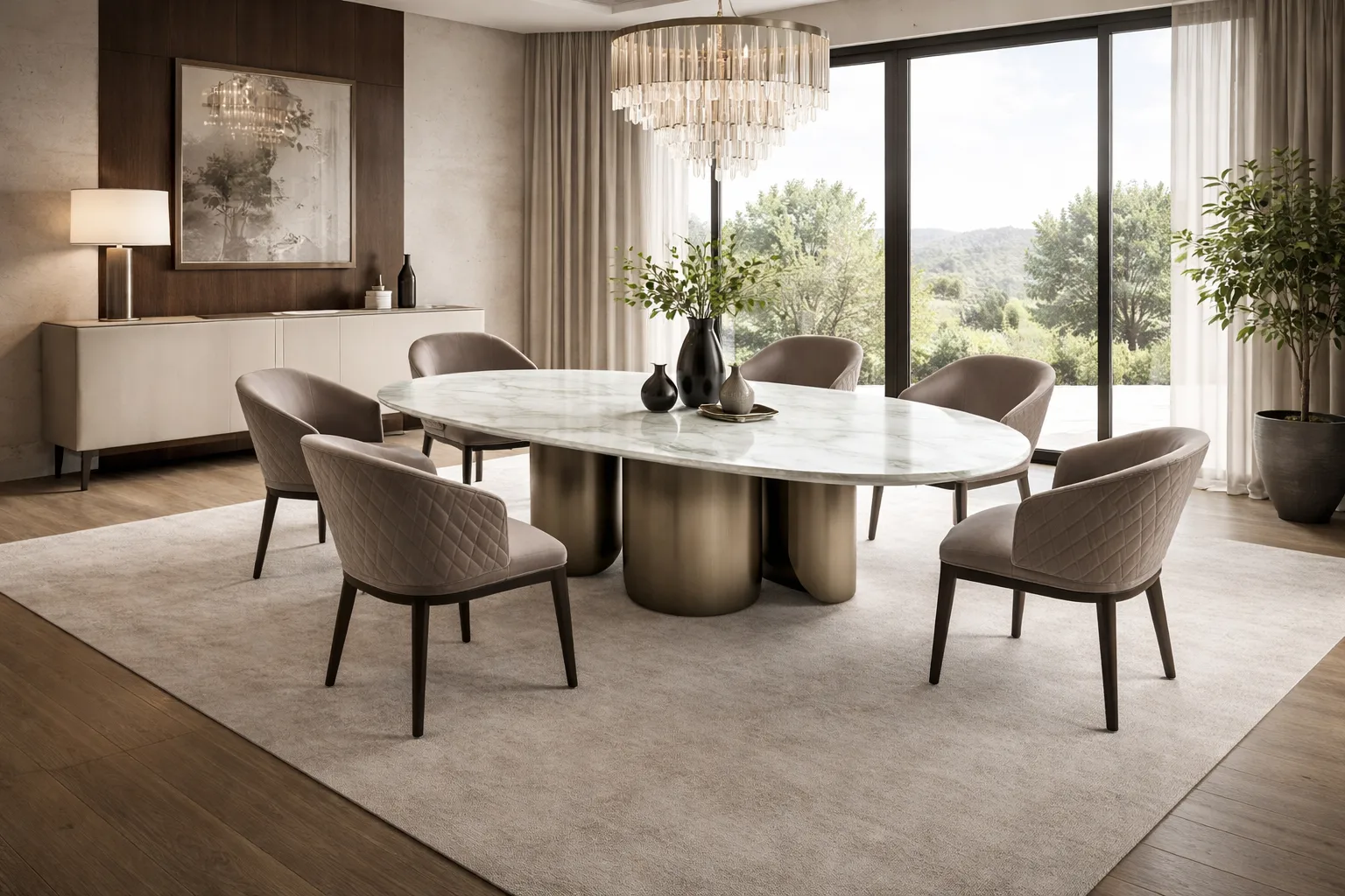 פינות אוכל יוקרתיות בעיצוב מודרני עם שולחן אוכל מעוצב