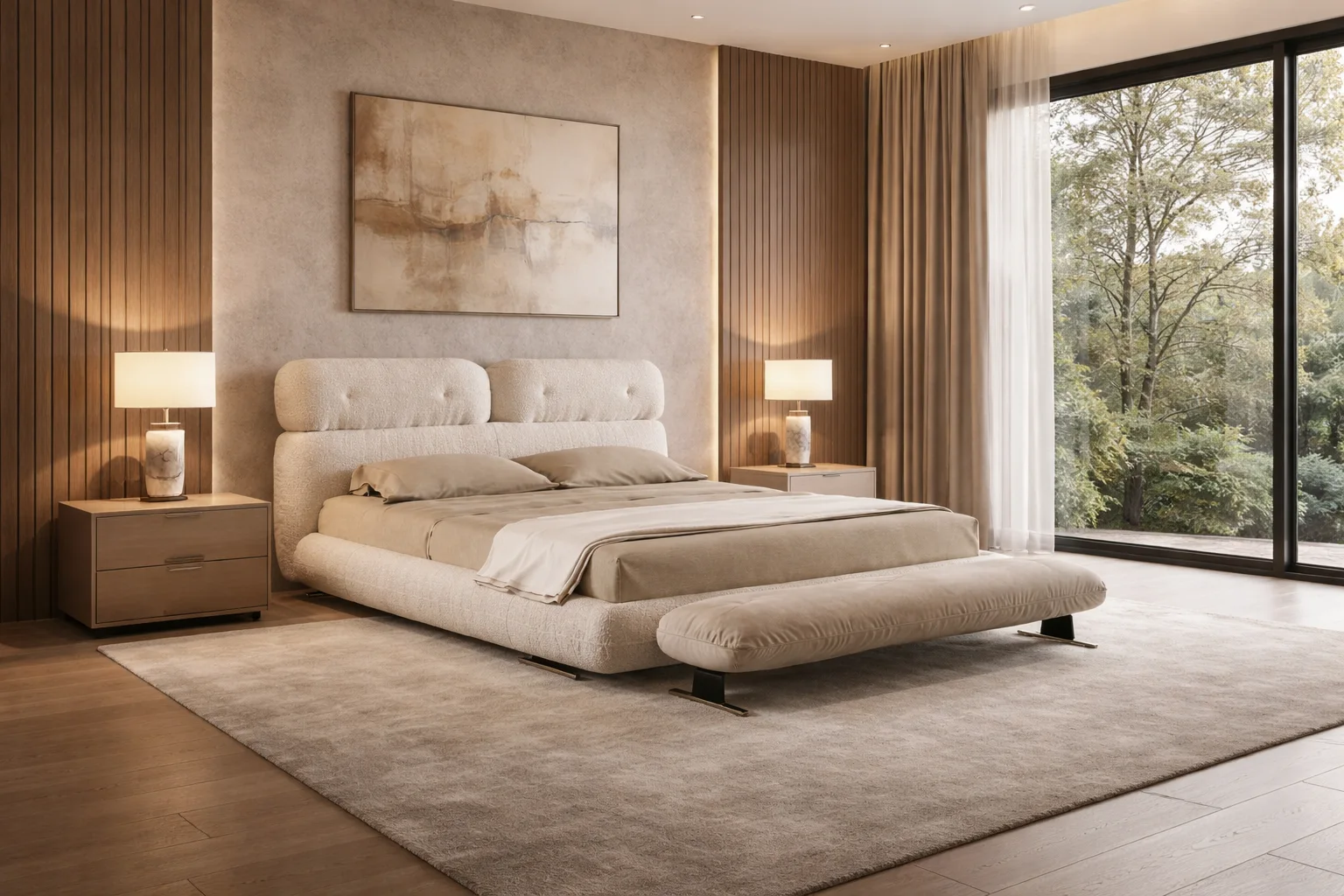 מיטות בד מעוצבות לחדר שינה עם ריפוד בד איכותי ונעים