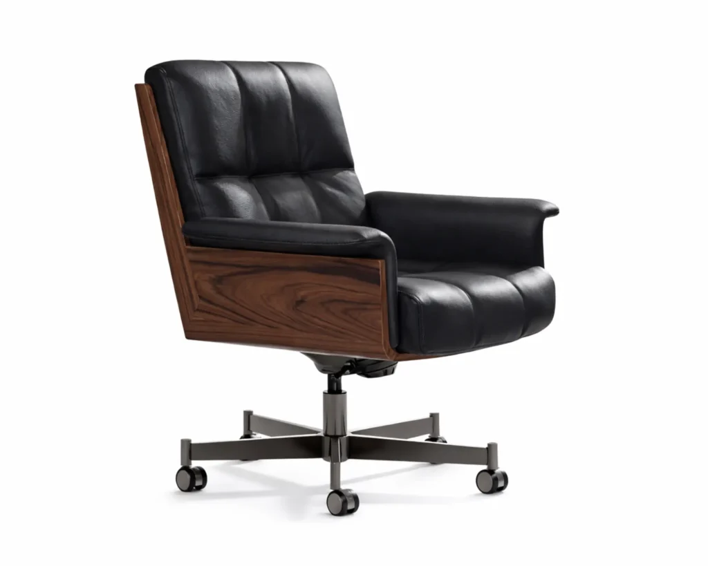 כורסא משרדית מעוצבת מעץ ודמוי עור