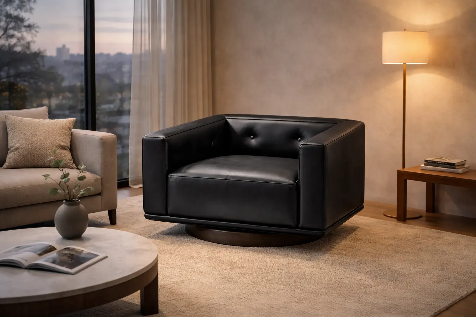 כורסה לסלון בעיצוב מודרני עם ריפוד בד נעים