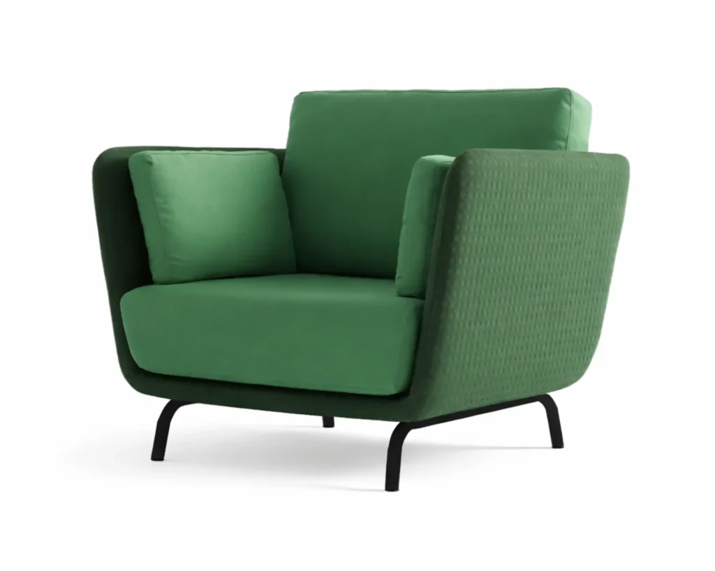 כורסא מעוצבת לסלון בריפוד קטיפה ירוק