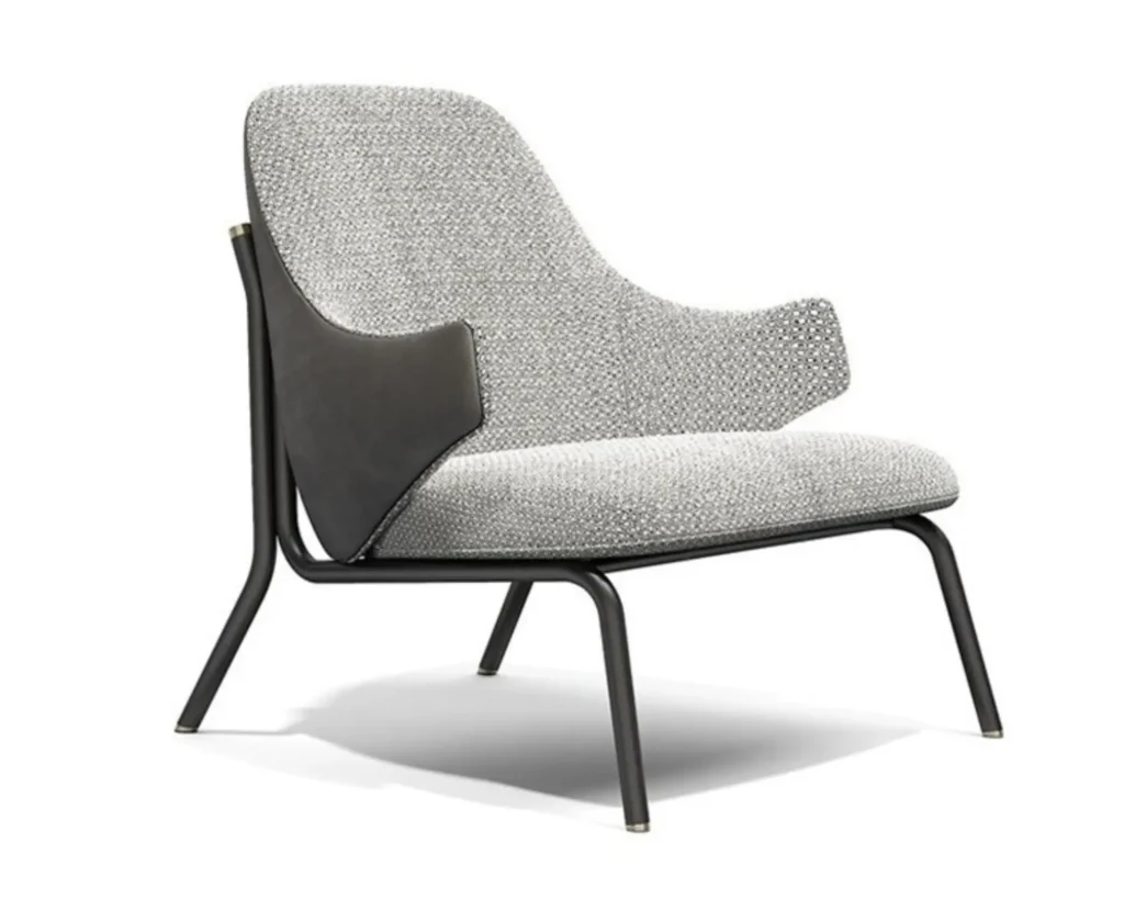 כורסא מעוצבת בשילוב בד ודמוי עור