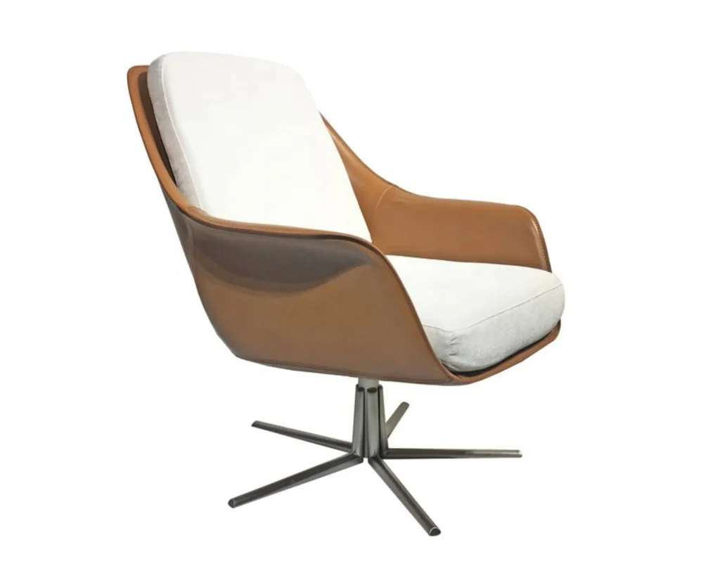 כורסא מעוצבת מסתובבת בד ועור