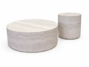 סט שולחנות סלון עגולים בגימור אבן